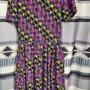 Lularoe Amelia Dress Colorful Geometric Fit-and-Flare